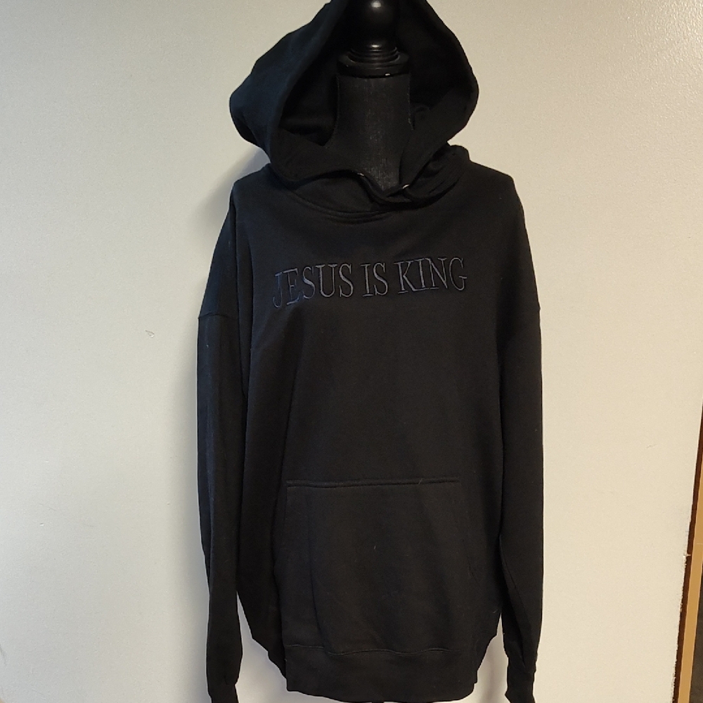 Black Hoodie with Embroidered Text